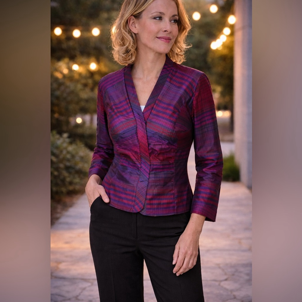 Coldwater Creek Size Petite Medium Silk Shantung Blazer